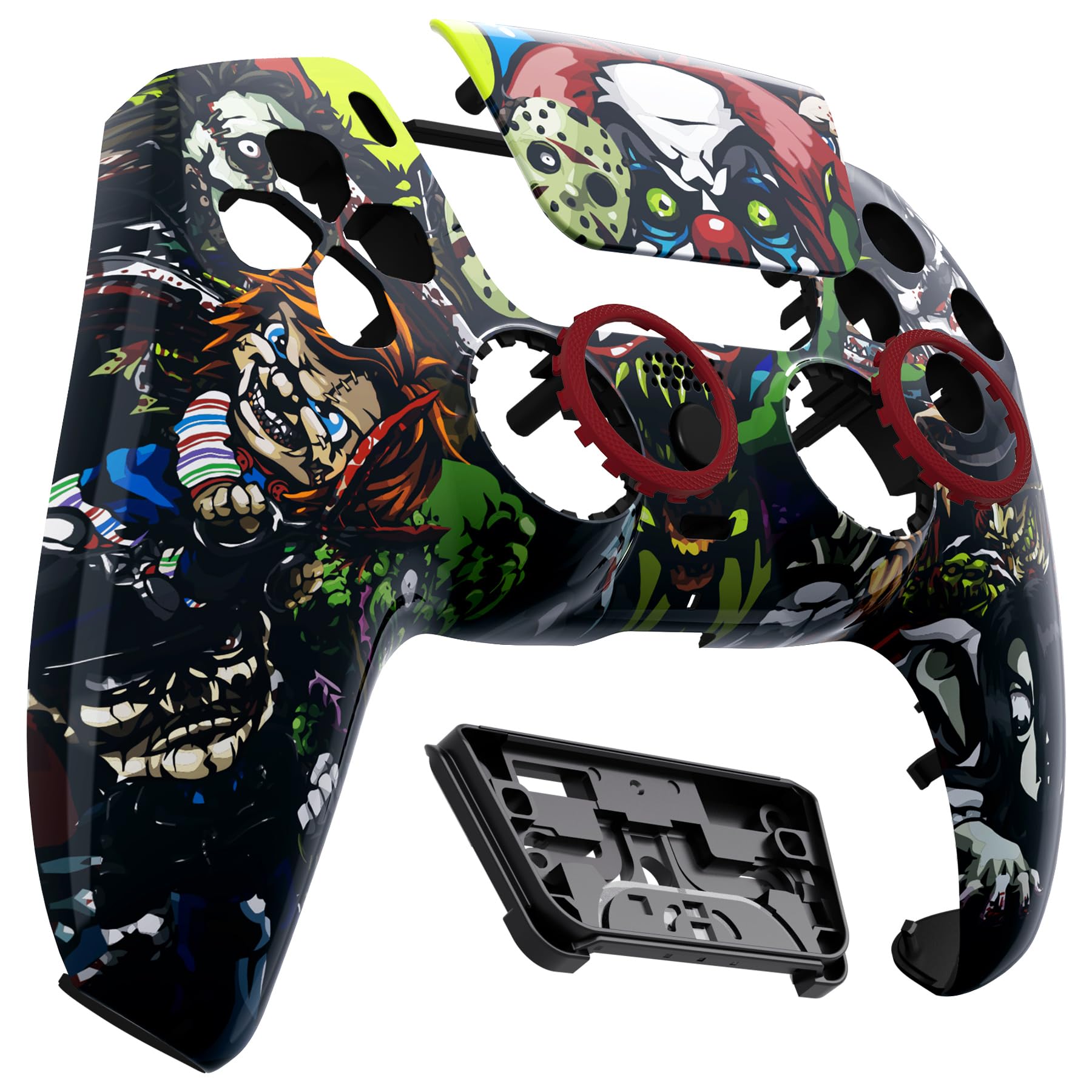 eXtremeRate Luna Coque Manette pour ps5 BDM-010/020/030/040/050,Façade pour ps5 Controller avec Pavé Tactile-La Fête Effrayante - 5
