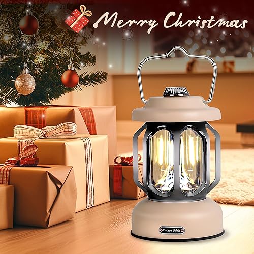 Miniatura 2 de Linternas LED recargables para campamento, 2000 mAh, luces vintage para campamento, funciona con pilas, recargable, lámpara de tienda de campaña de