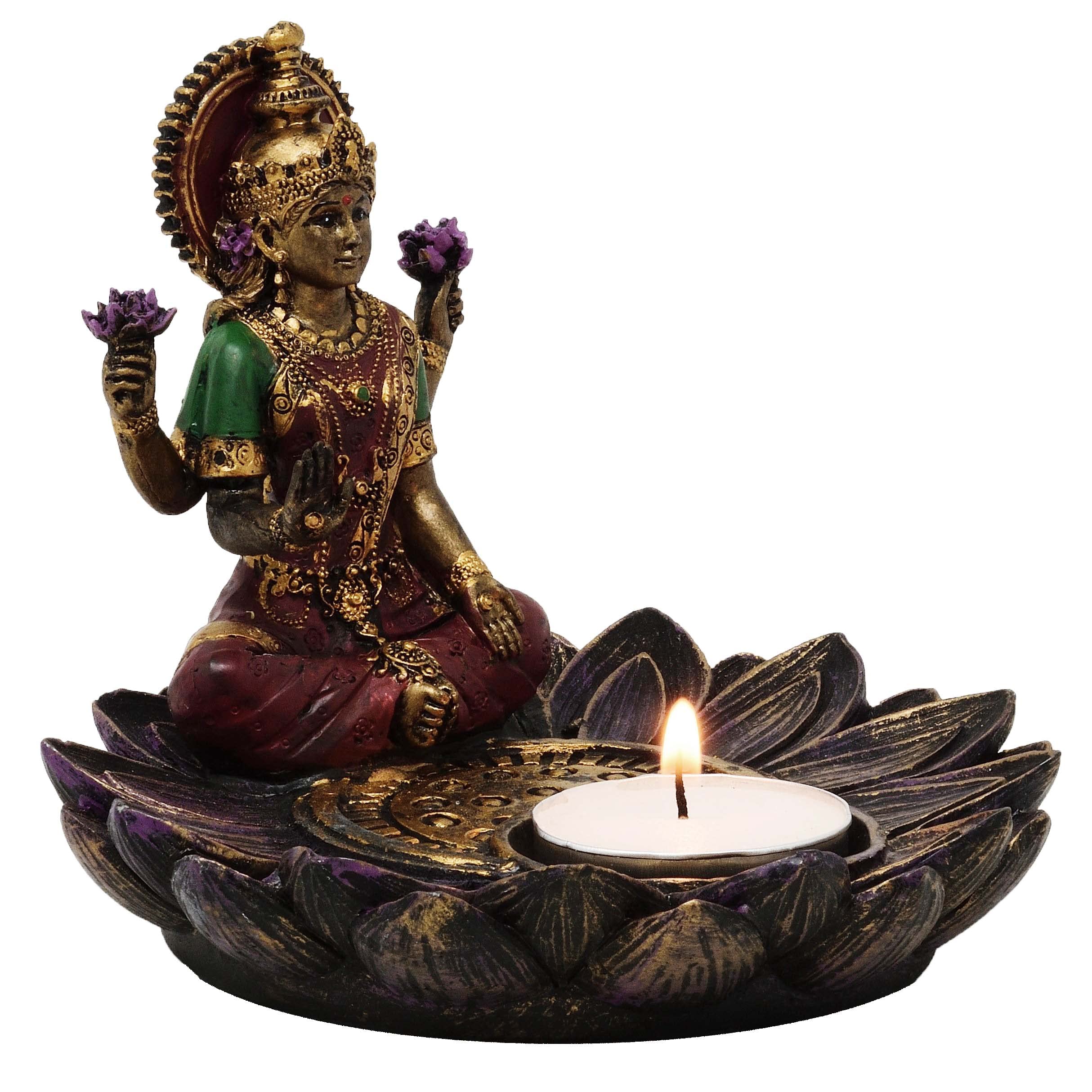 Lakshmi mit Teelicht oder als Räucherstäbchenhalter - Gottheit, Buddha, Indien