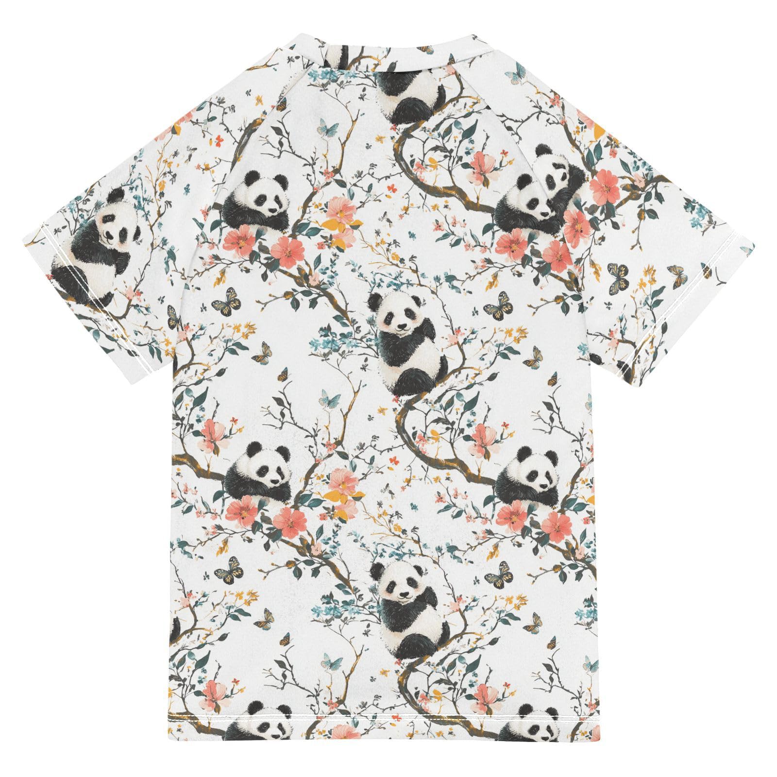 Rash Guard Bathing Suit Girls Short Sleeve Kids Rash Guard 7T Aesthetic Panda White