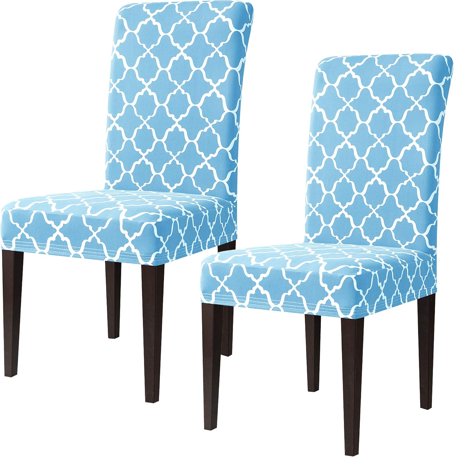 SU SUBRTEX Stretch Dining Room Chair Covers Slipcovers Set Removable Washable Soft Chair Protector Armchair Cloud-Printed Furniture Cover For Wedding Ceremony(2pcs,Blue)