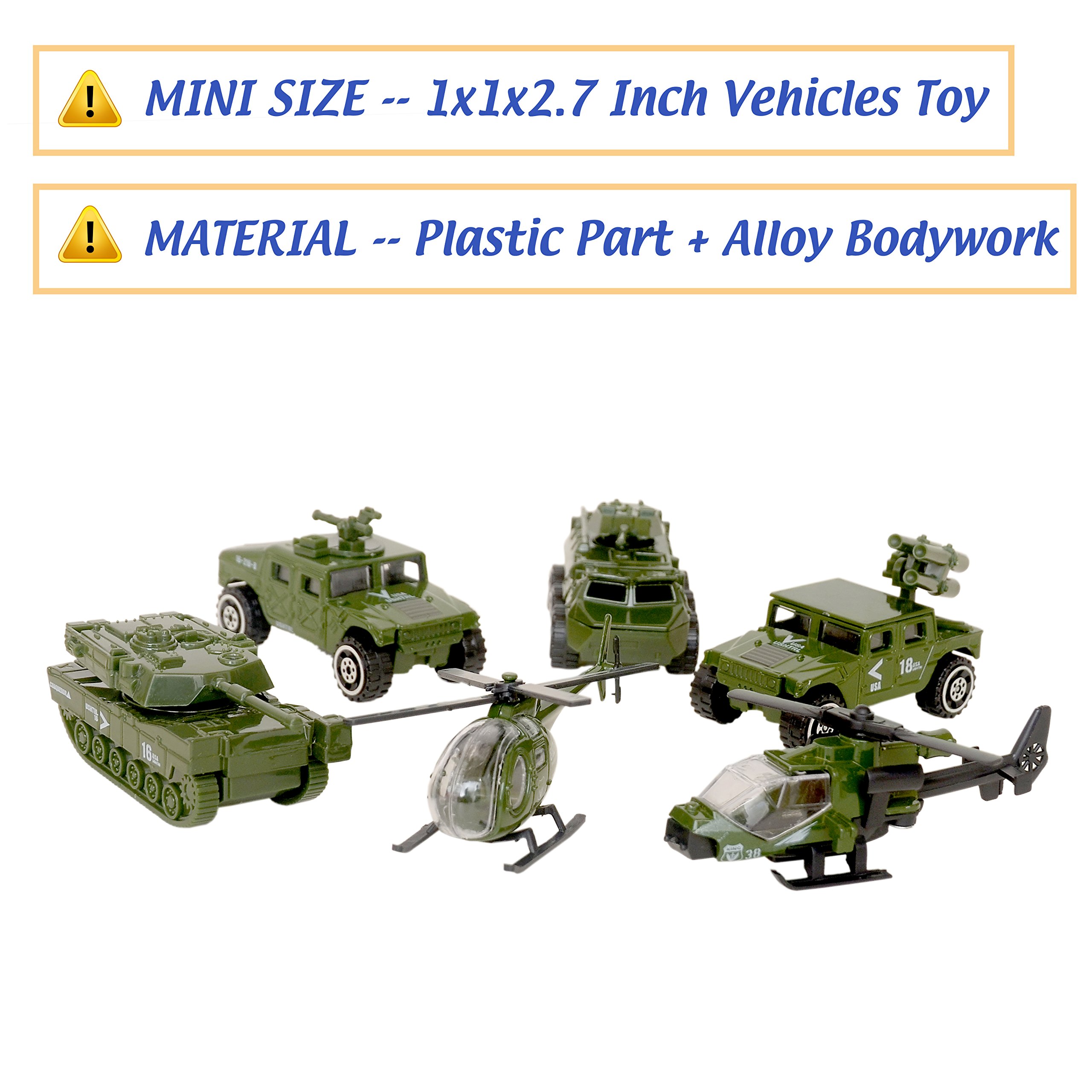 Nunki Toy Diecast Metal Military Vehicles Playset,6 Pack Assorted Army