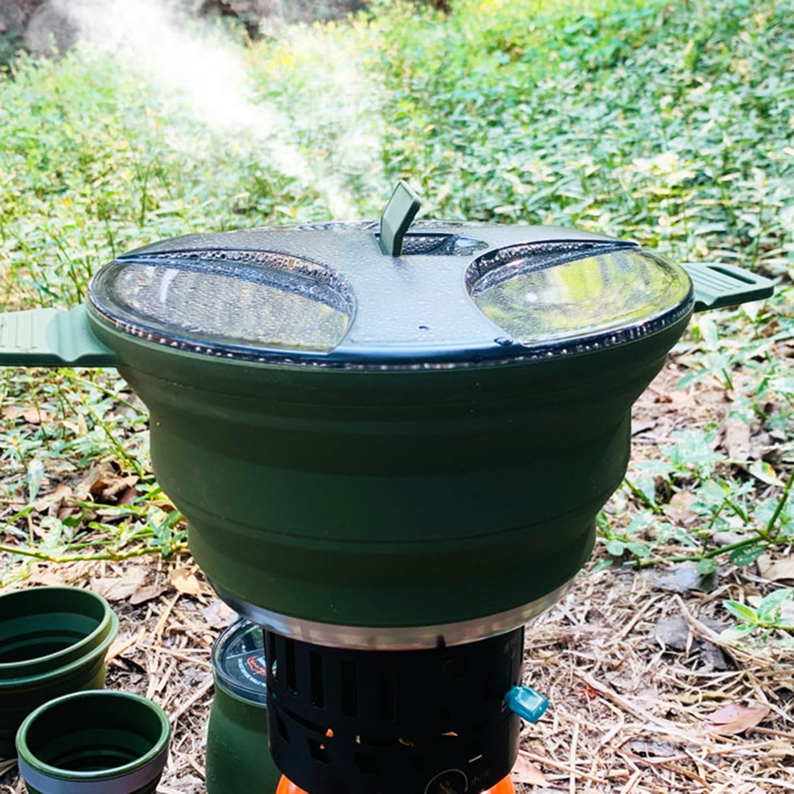 Generisch 1 2er Pack Silikonschüsseln, rostfreies Kochgeschirr für Rucksacktouren, Wanderungen und Outdoor Abenteuer Silikon Kochbehälter für den Außenbereich