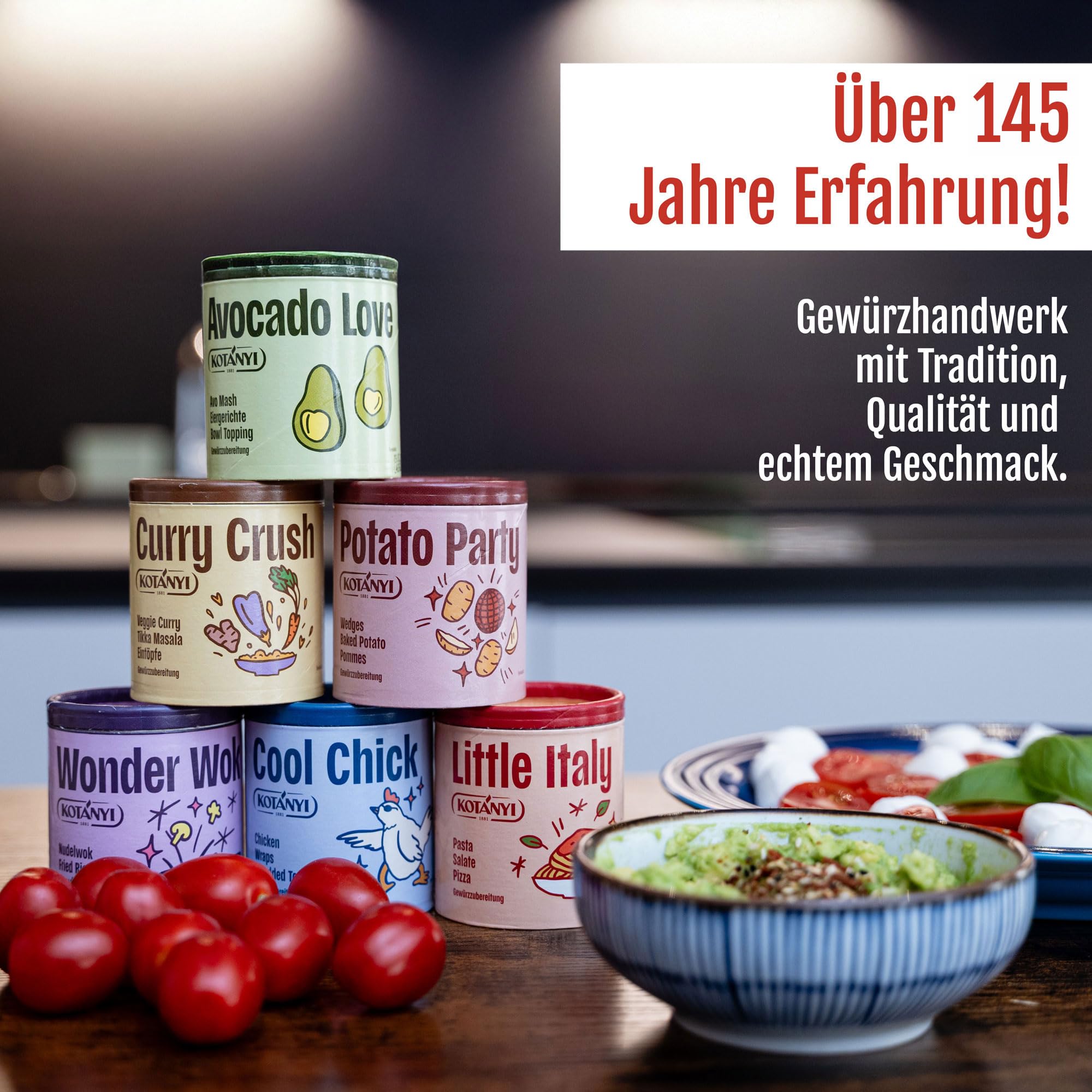 Kotányi Everyday Gewürzeset – Kreatives Gewürze Set für jeden Tag | Geschenkset mit Avocado Gewürz, Pommes Gewürz & italienischen Kräutern – 6er Gewürze-Mix für Genießer