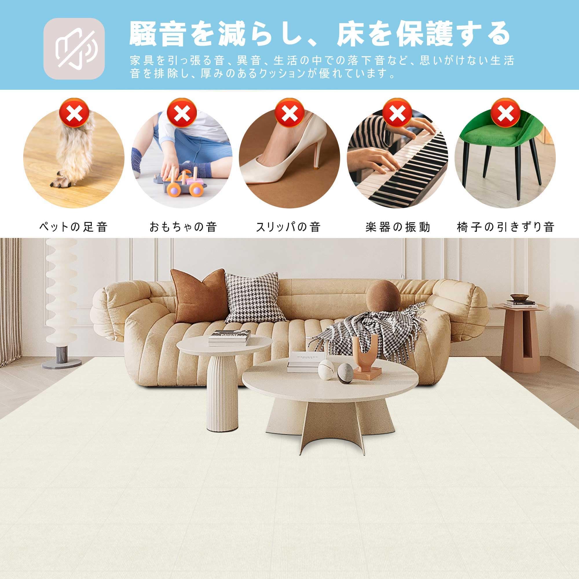 Amazon.co.jp: タイルマット【40枚入】30×30cm 薄さ4mm 防音