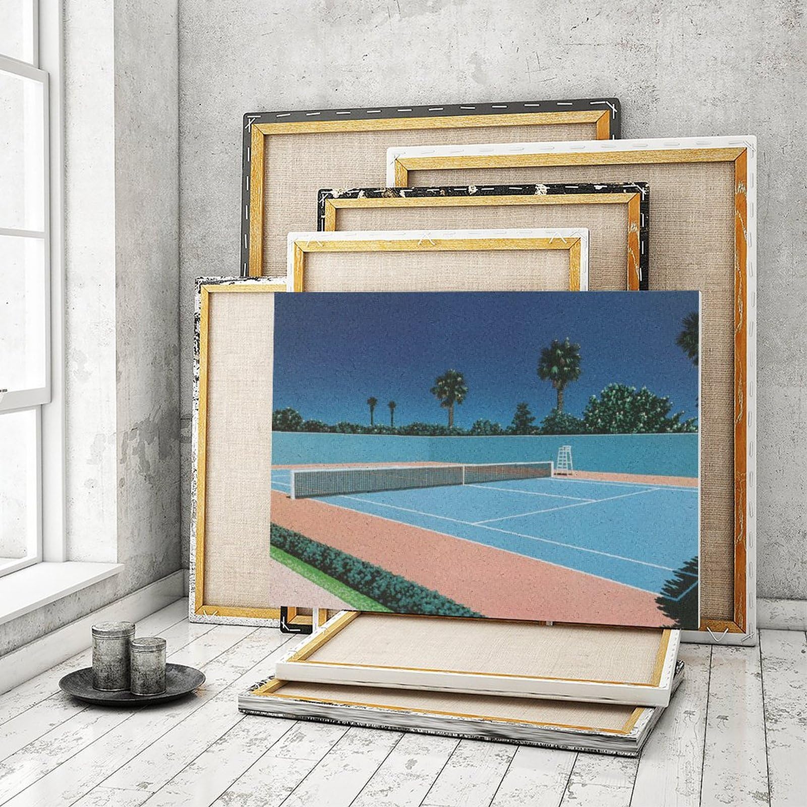 絵画 油絵　レトロ　お値下げしました Amazon.co.jp: 奥田ひとみ 石畳の街並み F6号 受注制作 油彩画