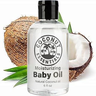 Coconut Essentials MCT Baby Oil - Pure Liquid Coconut Oil, Unscented Moisturizer for Newborns, Sensitive Skin, Massage, Eczema Relief - 6oz Fragrance Free