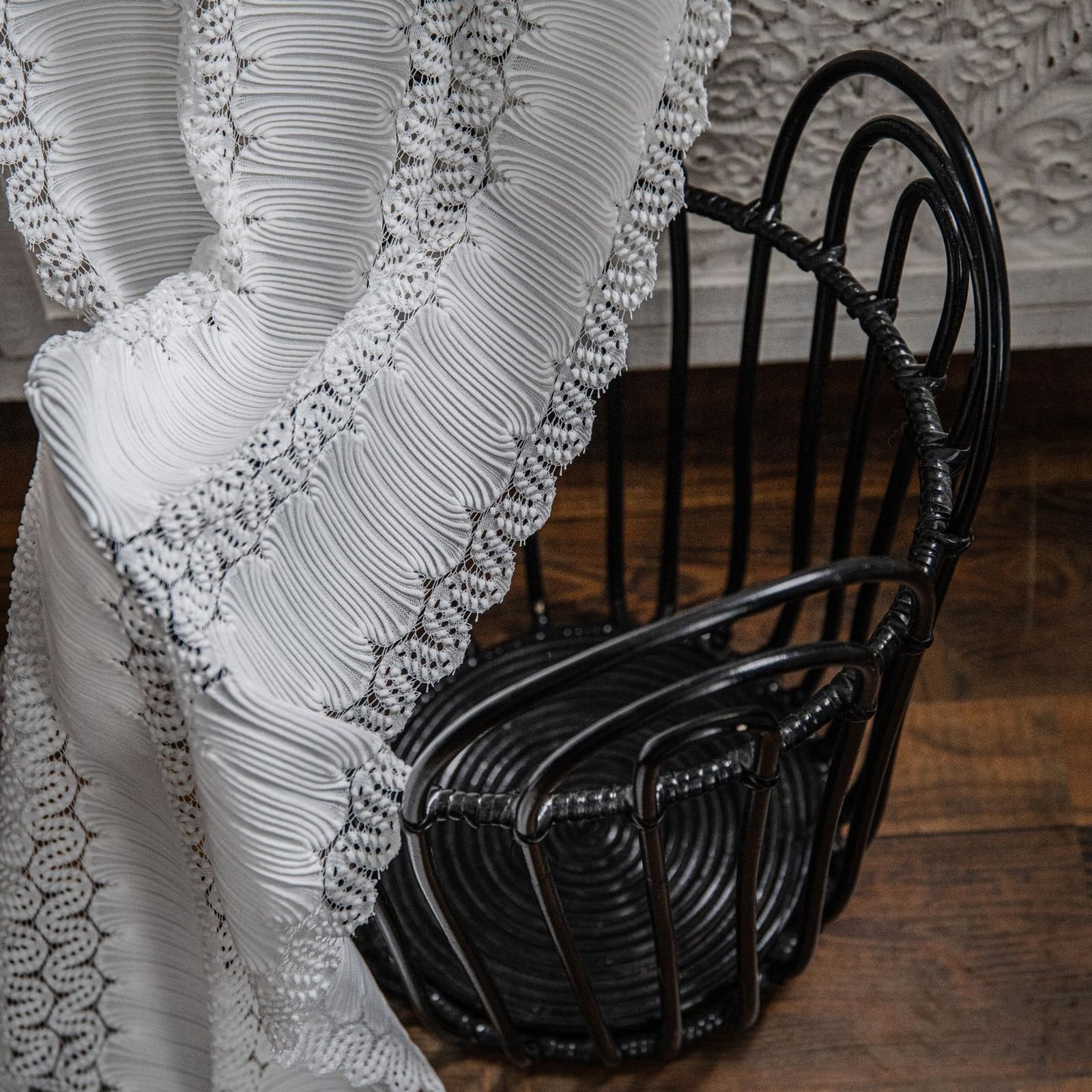 Tischläufer Polyester Wohnzimmer, Tischläufer Landhausstil 35x240 cm, Hohle Weiße Spitze