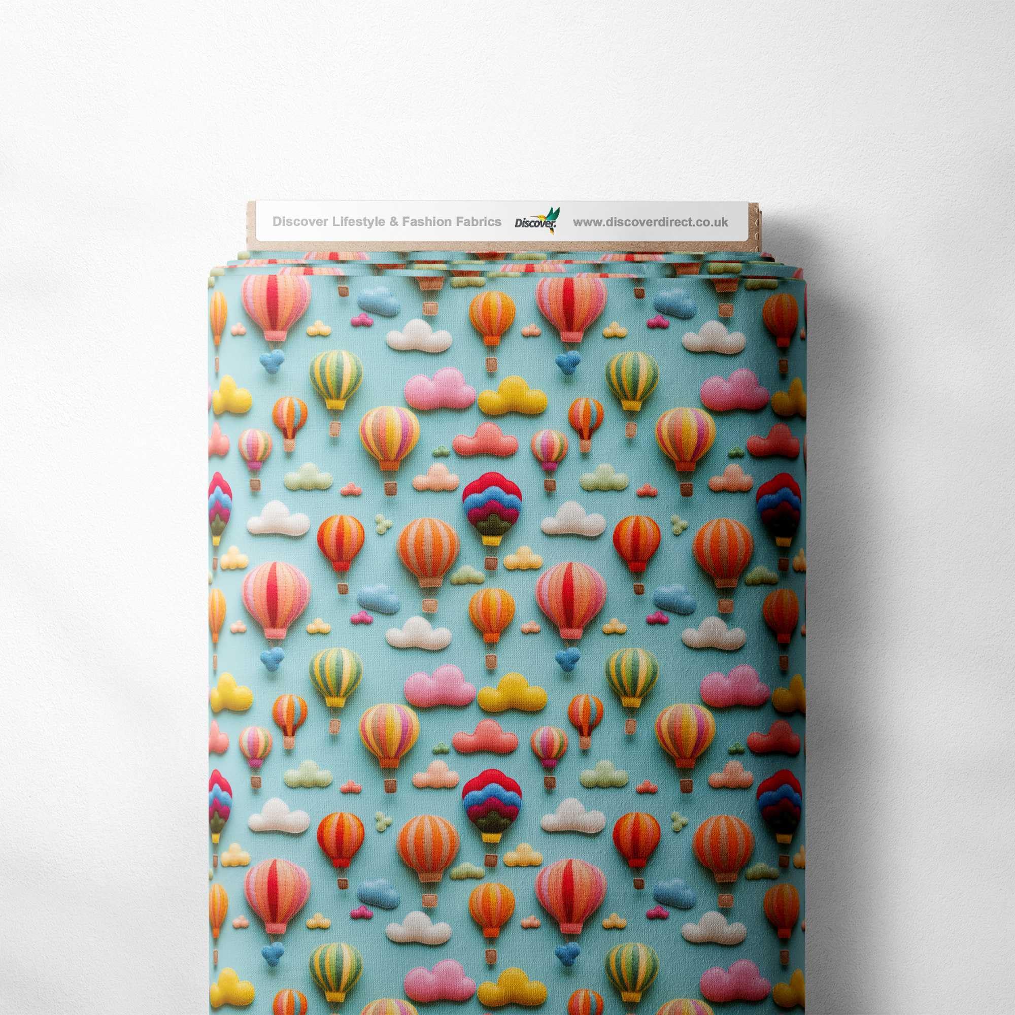 100% Cotton 3D Digital Effect Printed Visual Pattern Novelty Quilting Craft Dress Quality Sewing Fabric Material | 40 Designs | 55" - 140 cm Wide (per Metre, Felt Air Balloons)