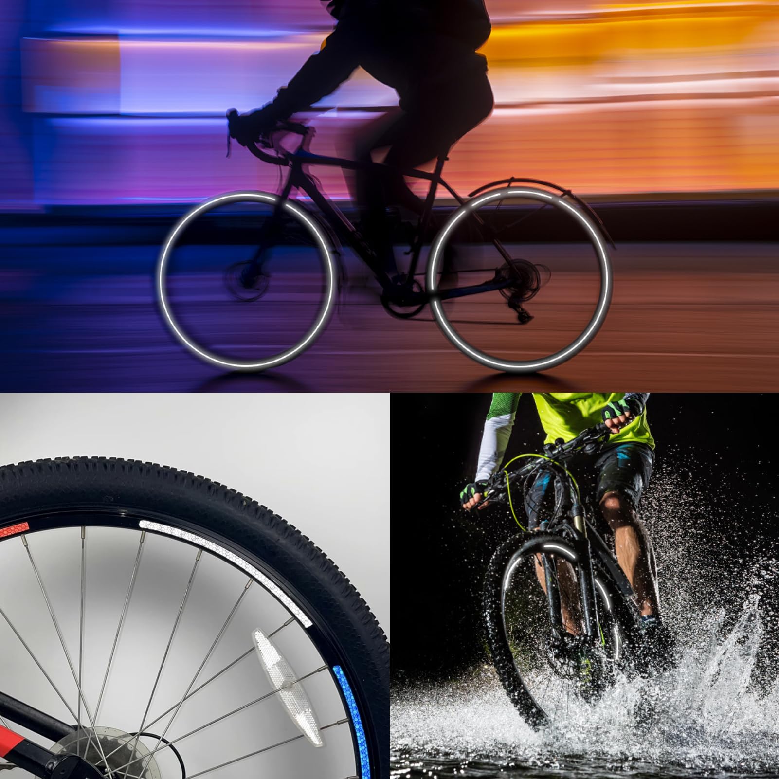 FortuneGlobe Autocollants Réfléchissants Pour Jantes De Vélo 27.5/28/29" - Adhésifs Haute Visibilité, Résistants Aux Intempéries - Sécurité Nuit