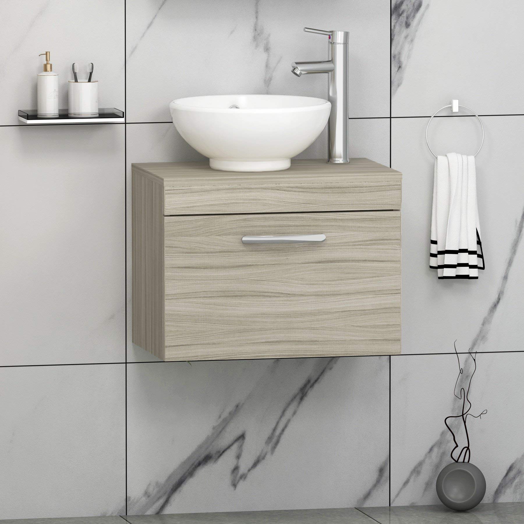 Buy Royal Bathrooms Turin 600mm 1 Drawer Wall Hung Worktop Vanity Unit