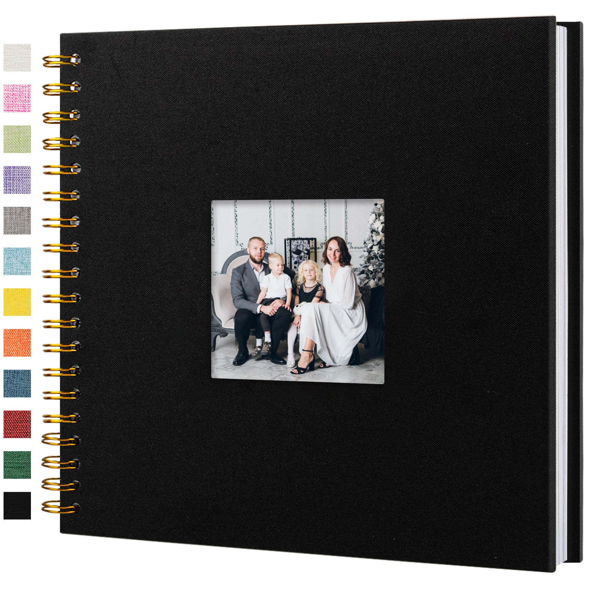 View 1 of 10"x10" Scrapbook Photo Album Linen Cover 20 Sheets 40 Pages White Paper