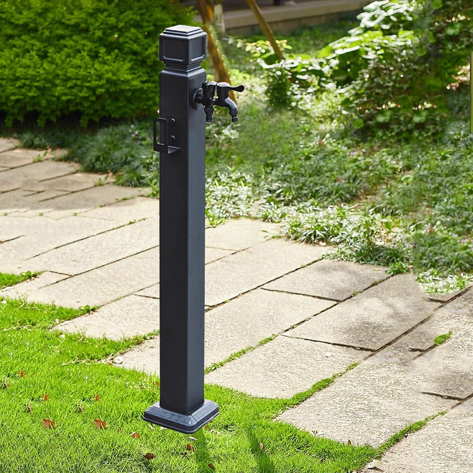 Water Butt tap, Black Freestanding Hose Stand with Faucet(Height: 95cm/37.4in)