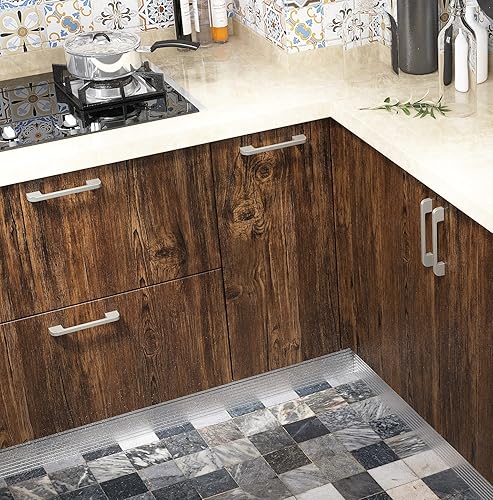 Miniatura 3 de FunStick Papel de contacto de madera marrón de 24 x 394 pulgadas, encimeras de despegar y pegar para gabinetes de cocina, papel tapiz extraíble para