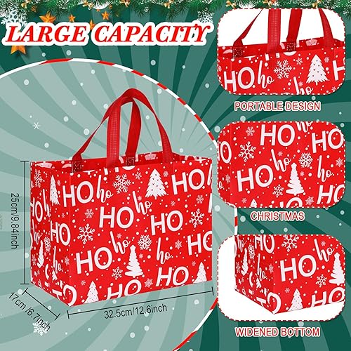 Miniatura 2 de 48 bolsas grandes de regalo de Navidad con asa, bolsas de regalo de Navidad no tejidas, bolsas de Navidad reutilizables, bolsas de Papá Noel, muñeco
