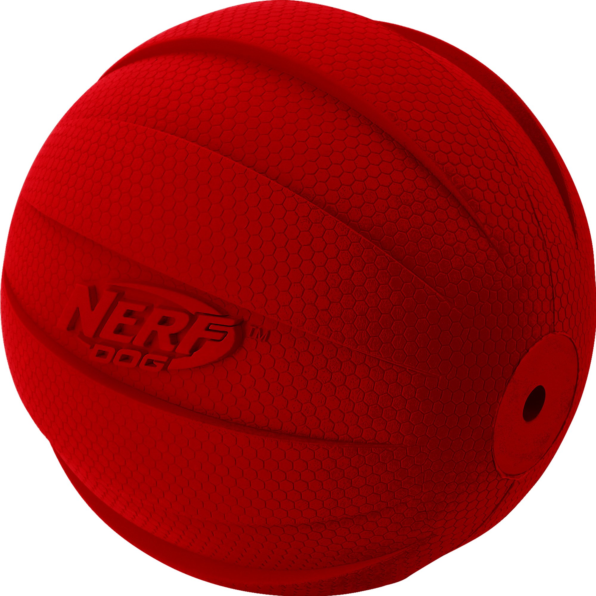 NERF Dog Gummiball Hundespielzeug mit interaktivem Quietscher, leicht, langlebig und wasserabweisend, 10,2 cm Durchmesser für mittelgroße/große Rassen, Einzeleinheit, Rot