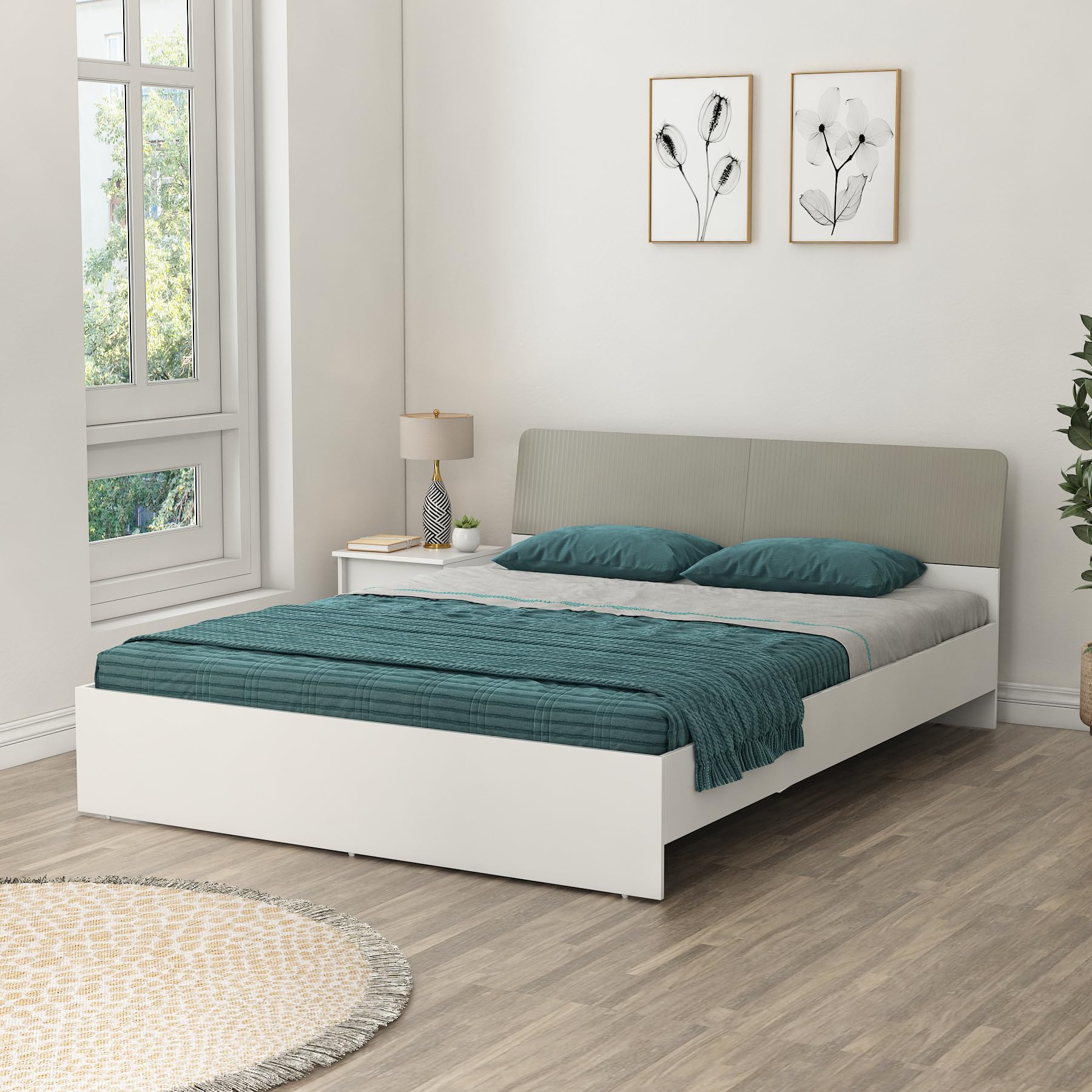 Spacewood Albressa Bed |Queen Size (78 X 60) Engineered Wood Bed Without Storage | 3 Year Warranty | Modern Design |Engineered Wood | Kingston White & Modern Ash-picture-32