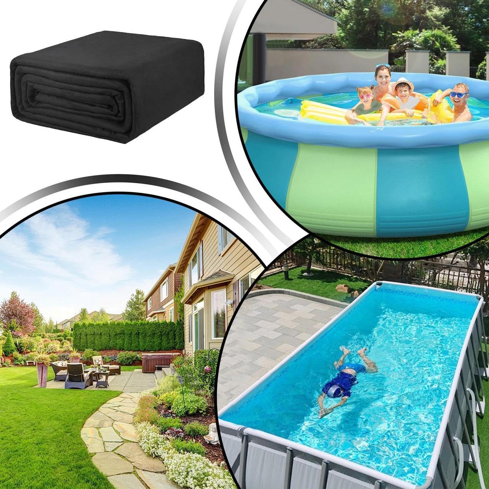 Maty basenowe na podłogę Ochrona przed przebiciem Wytrzymała Antypoślizgowa | Podkładka basenowa Tkanina ochronna na ziemię ogrodową do Stosowania w Domu, Ogrodzie, na Podwórku, Trawnik