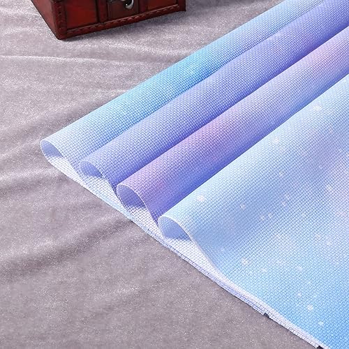 Miniatura 2 de Pllieay 4 piezas de tela Aida impresa, tela de punto de cruz, tela de bordado, 18 x 12 pulgadas, patrones impresos de cielo estrellado