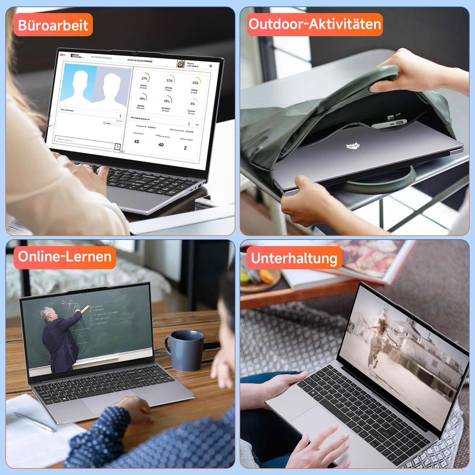 BMAX Laptop 15.6" Full HD Display Intel N95 bis zu 3.4GHz 16GB RAM 512GB SSD Win 11 Notebook Computer USB 3.2x2, WiFi, BT5.0, 180° Öffnen und Schließen, Business, Deutsche Tastaturschutzfolie