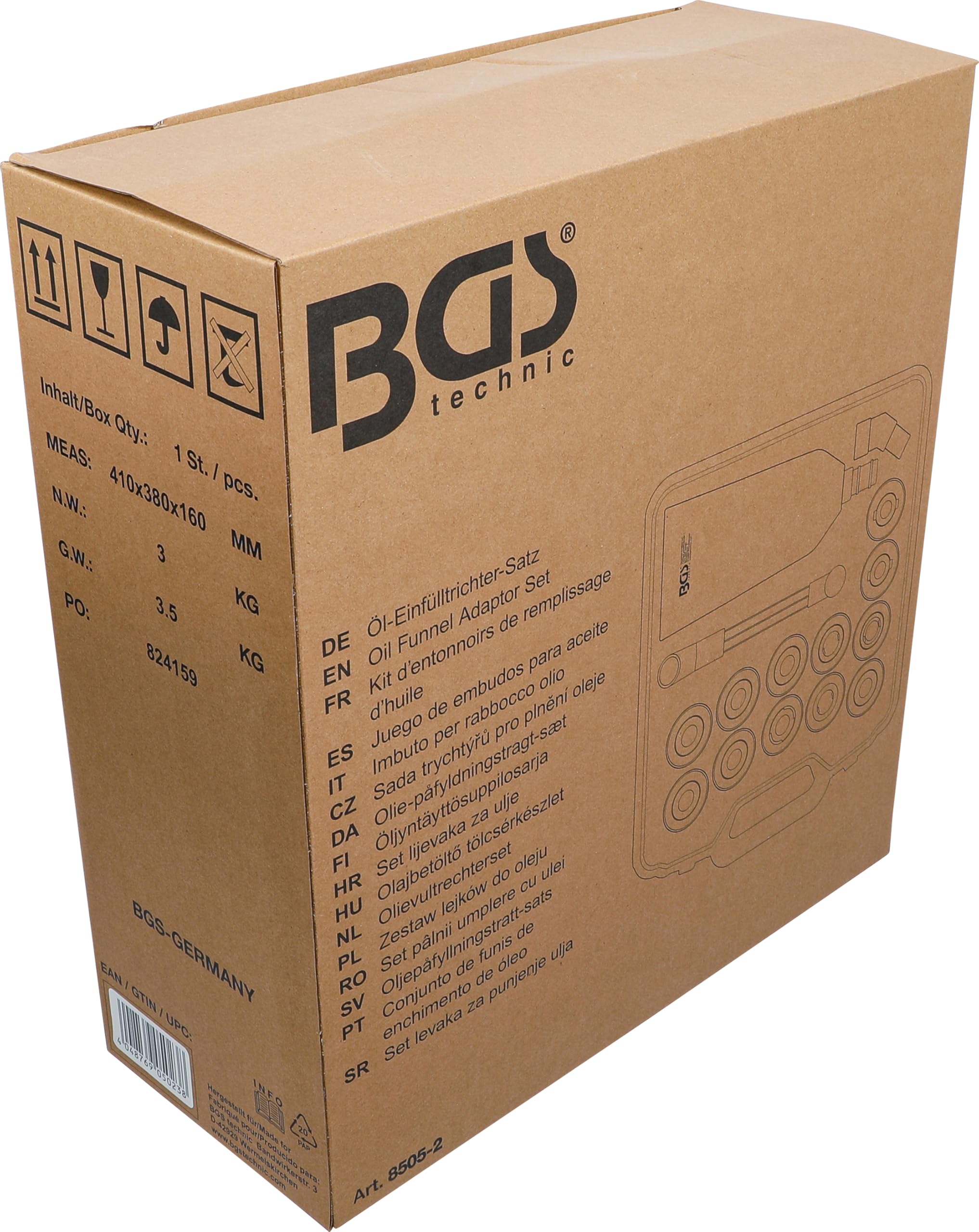 BGS 8505-2 | Öl-Einfülltrichter-Satz | Kunststoffausführung | 2 l | 15-tlg.| Einfülltrichter | Kunststoff | Motoröl-Trichter