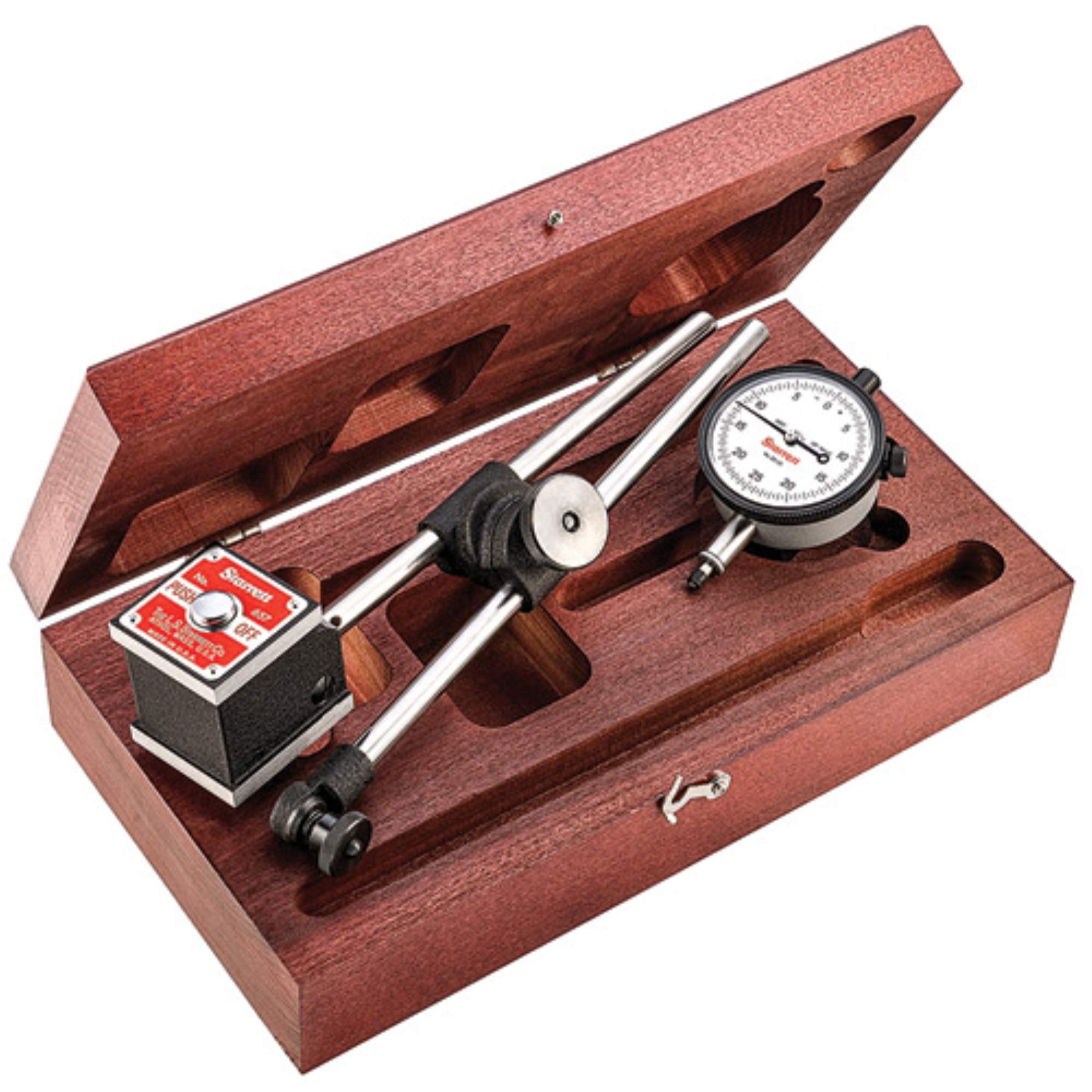 Starrett 657EZ- Set de base magnética, montaje en posición vertical 25-131JDial Indicador y estuche