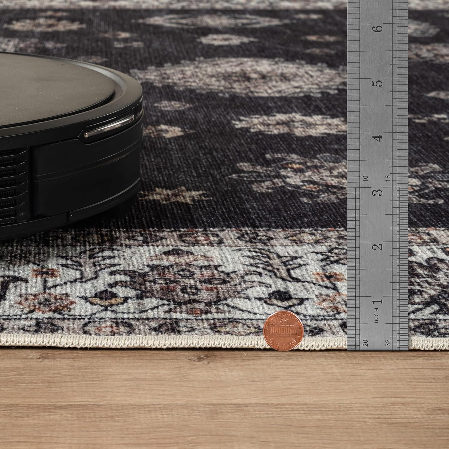 Bloom Rugs Washable Non-Slip 4' x 6' Rug - Black/Ivory Traditional Area Rug for Living Room, Bedroom, Dining Room, and Kitchen - Exact Size: 4' x 6' - Image 8