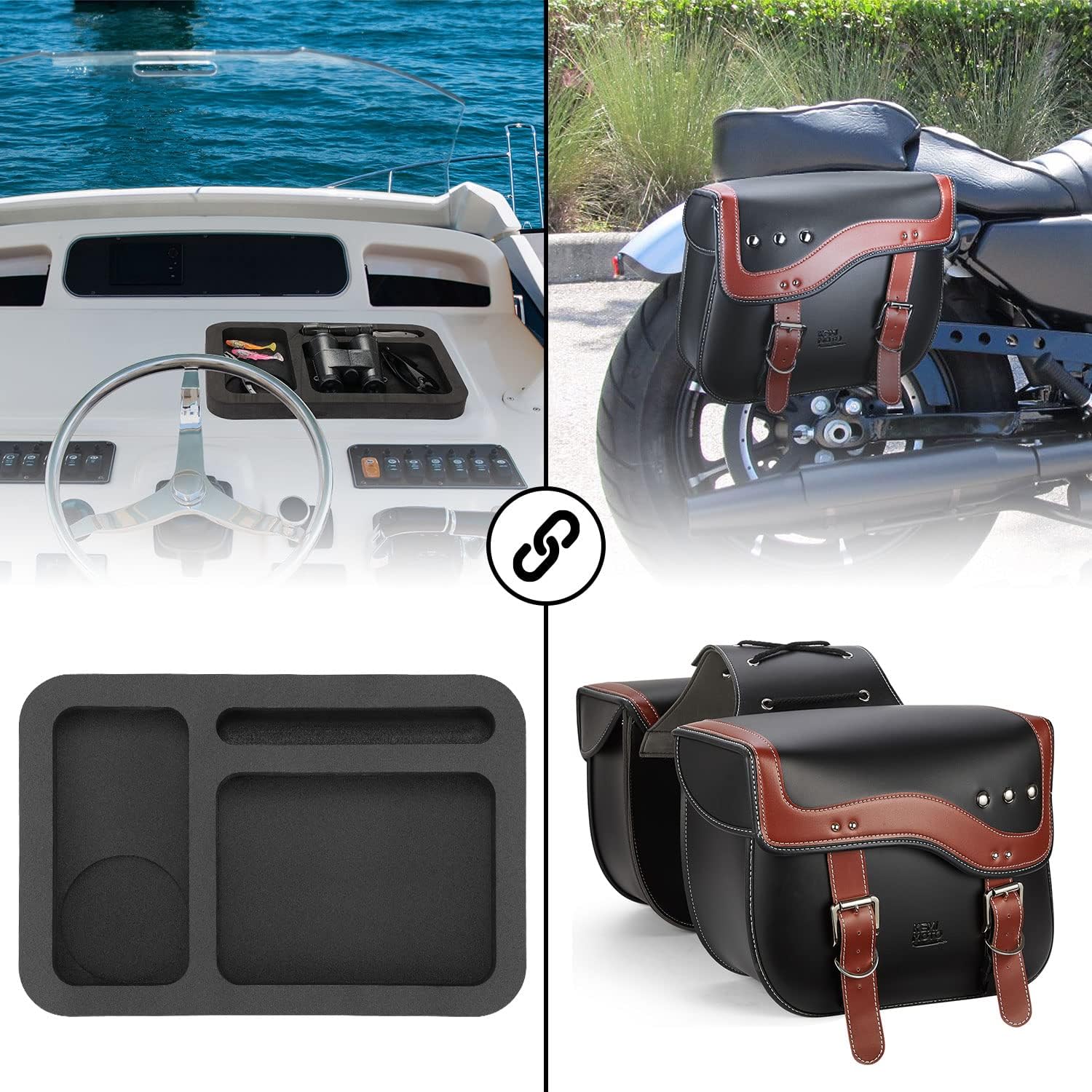 Buy kemimoto Motorcycle Saddlebags, Side Saddle Bags Leather PU, Foam