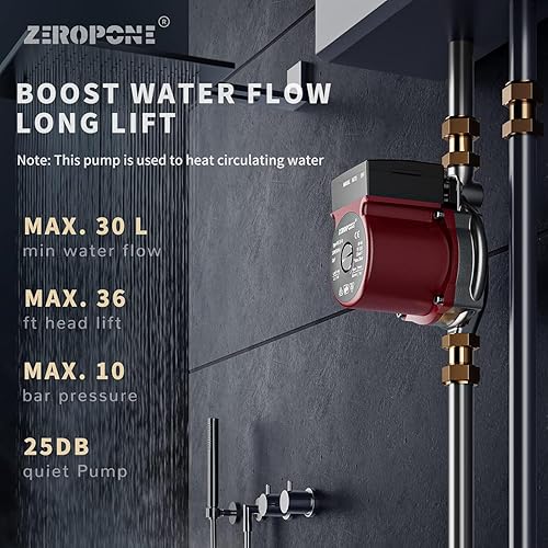 Miniatura 3 de Bomba de Recirculación de Agua Caliente, Bomba Circuladora de Agua, Bomba de Circulación Automática de 120W 110V, Cabezal de Acero Inoxidable NPT