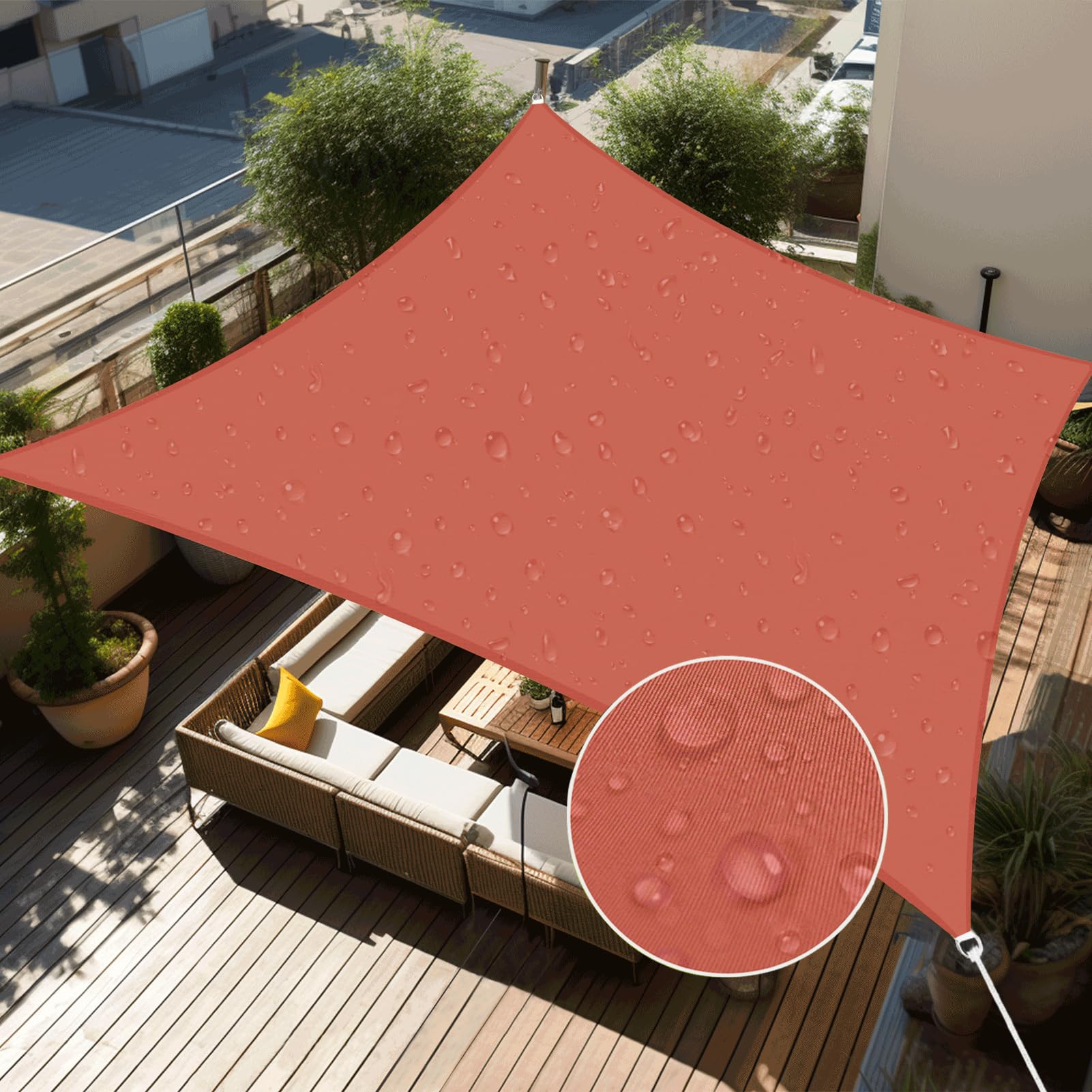 Shade&Beyond Waterproof Sun Shade Sail 8'x10' Rectangular Rust Red Shade Sail, UV Block Sun Shades Outdoor, Shade Canopy for Garden Patio Backyard Lawn Deck