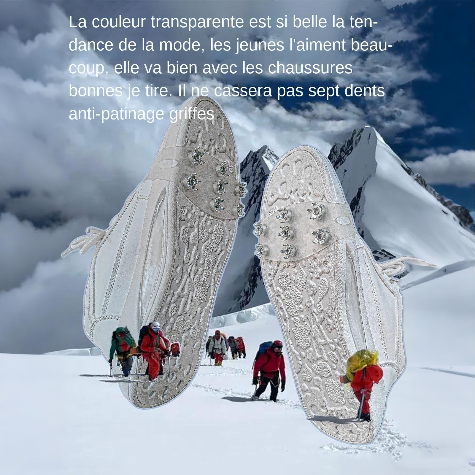 Crampons Antidérapants pour Chaussures, Adhérence Hiver Randonnée Glace Neige Femmes Hommes