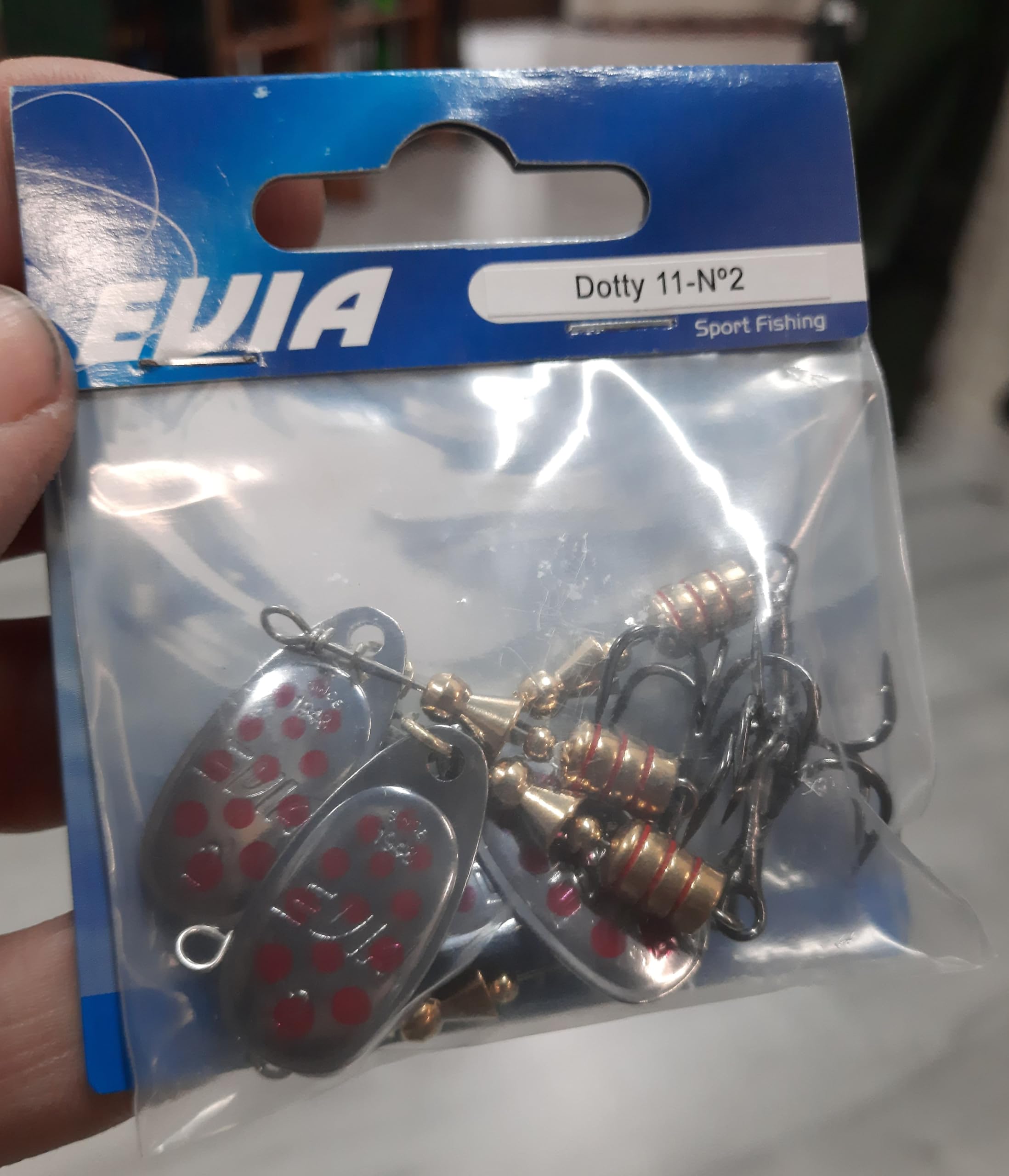 Cucharilla de Pesca EVIA Dotty 11-2 4,5GR 5 Piezas Puntos Rojos
