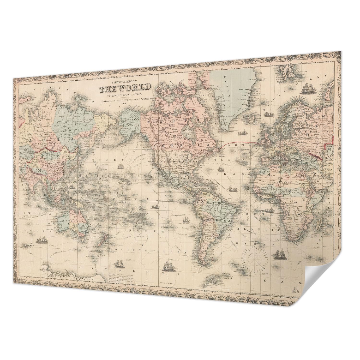 Papier peint adhésif carte historique 104x70 cm moderne Tulup pour la déco murale