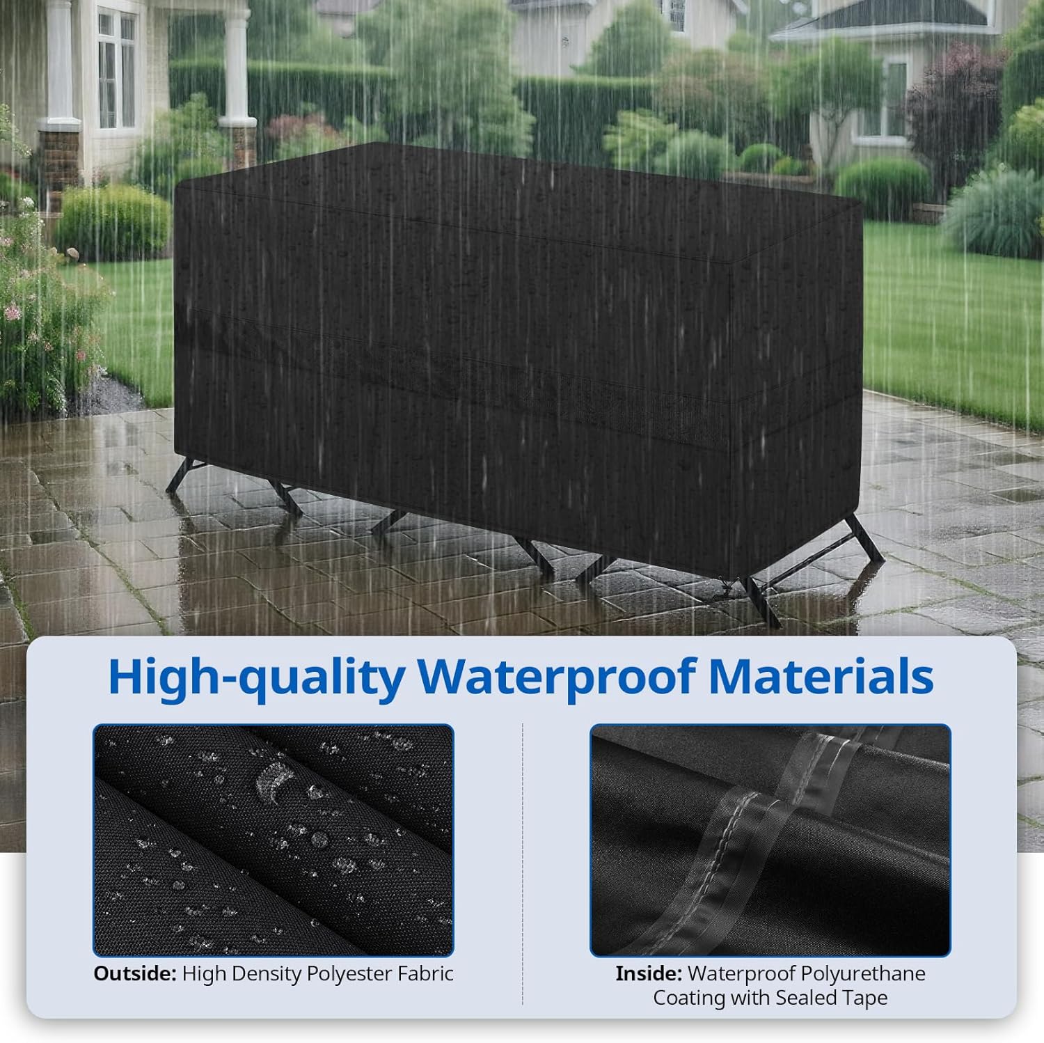 SunPatio Bistro Set Cover Waterproof, Outdoor Patio 3 Pieces Furniture Set Table and Chairs Cover with Air Vent, UV & Rip & Fade Resistant, All Weather Protection, 65"W x 28"D x 30"H, Black