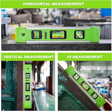 9 Inch Torpedo Level, Magnetic Bubble Level with 45/90/180 Bubble Vials, Shock Resistant Leveler Tool for Measuring (4)
