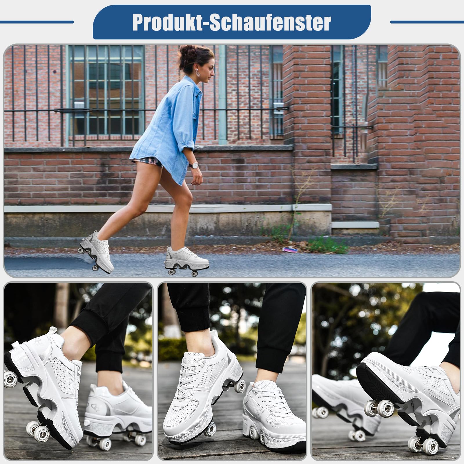 TOME. SKATES Scarpe con Rotelle per bambine, Pattini a Rotelle per bambini e Sneakers 2 in 1, Pattini a 4 Ruote deformati per bambino come regali di Natale e compleanno - 3