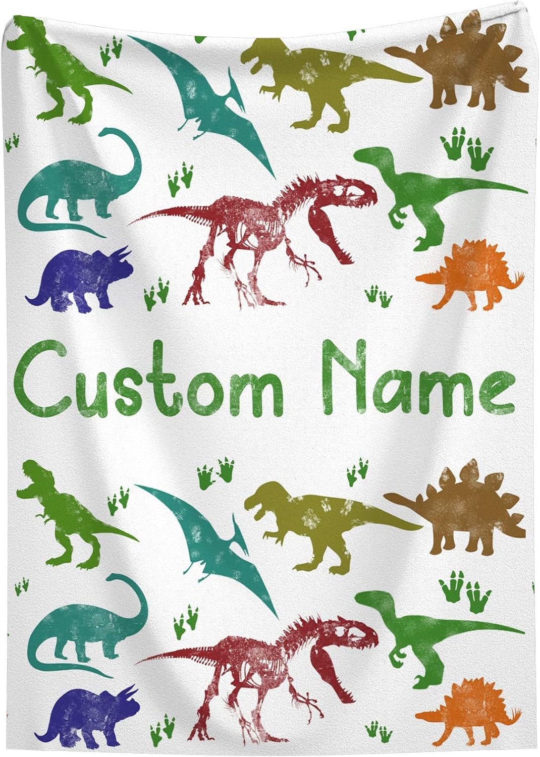 Dinosaur Blanket with Name for Boys, Custom Dinosaur