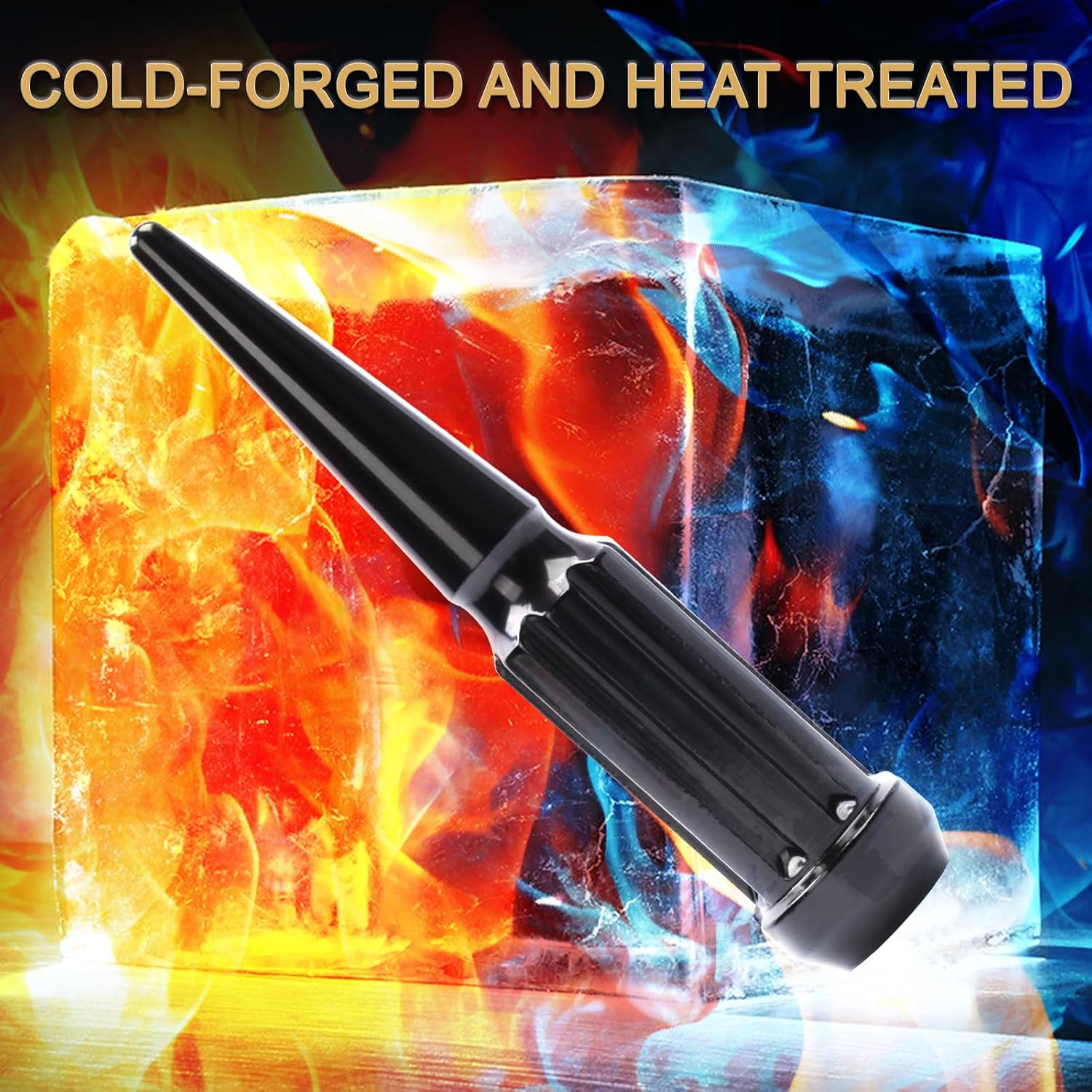 2 in 1 32PCS M14 x 1.5 Black Spike Lug Nuts with 1 Socket Key Compatible with F-150 2015-2017 Expedition, Chevy Silverado Suburban Tahoe1999-2019, Sierra1999-2022, Ram 1500 2500 3500 2012-2022