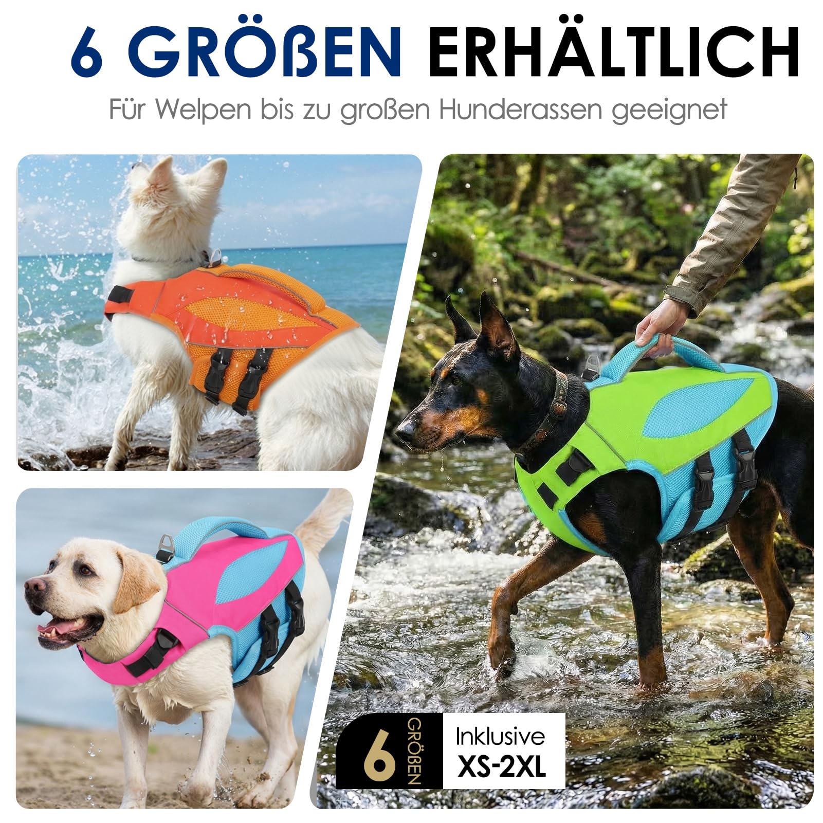 AOFITEE Schwimmweste Hund Klein, Verstellbar & Ripstop Hund Rettungsweste mit Rettungsgrif, Sicher Reflektierende Hunde Schwimmweste Hoher Auftrieb Hundeschwimmweste Kleine Hunde, Rose, S