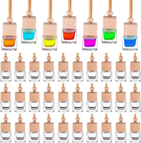 Miniatura 1 de 60 piezas de ambientador colgante para automóvil, botella difusora de vidrio vacías, botellas de perfume de vidrio, difusor de aire, botella