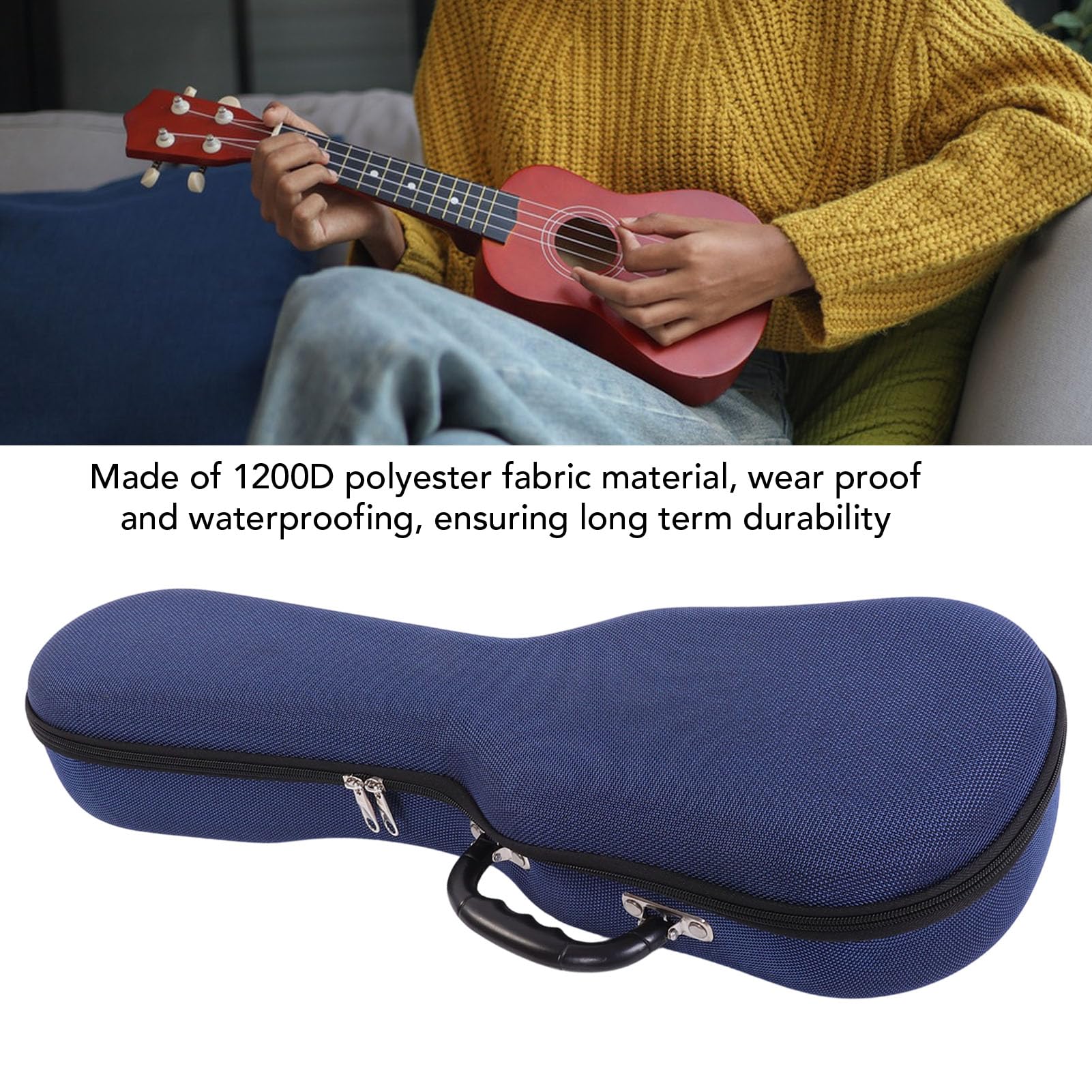 Tbest Funda para Guitarra Acústica de 21 Pulgadas, Resistente Al Agua, Duradera y Ligera, con Correa para el Hombro Desmontable para Almacenamiento de Viaje, Tela de Poliéster 1200D, (BLUE)