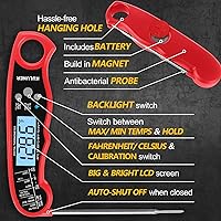 Vista 5 de KULUNERKULUNER - Termómetro digital impermeable de lectura instantánea de carne con sonda plegable de 4.6 pulgadas