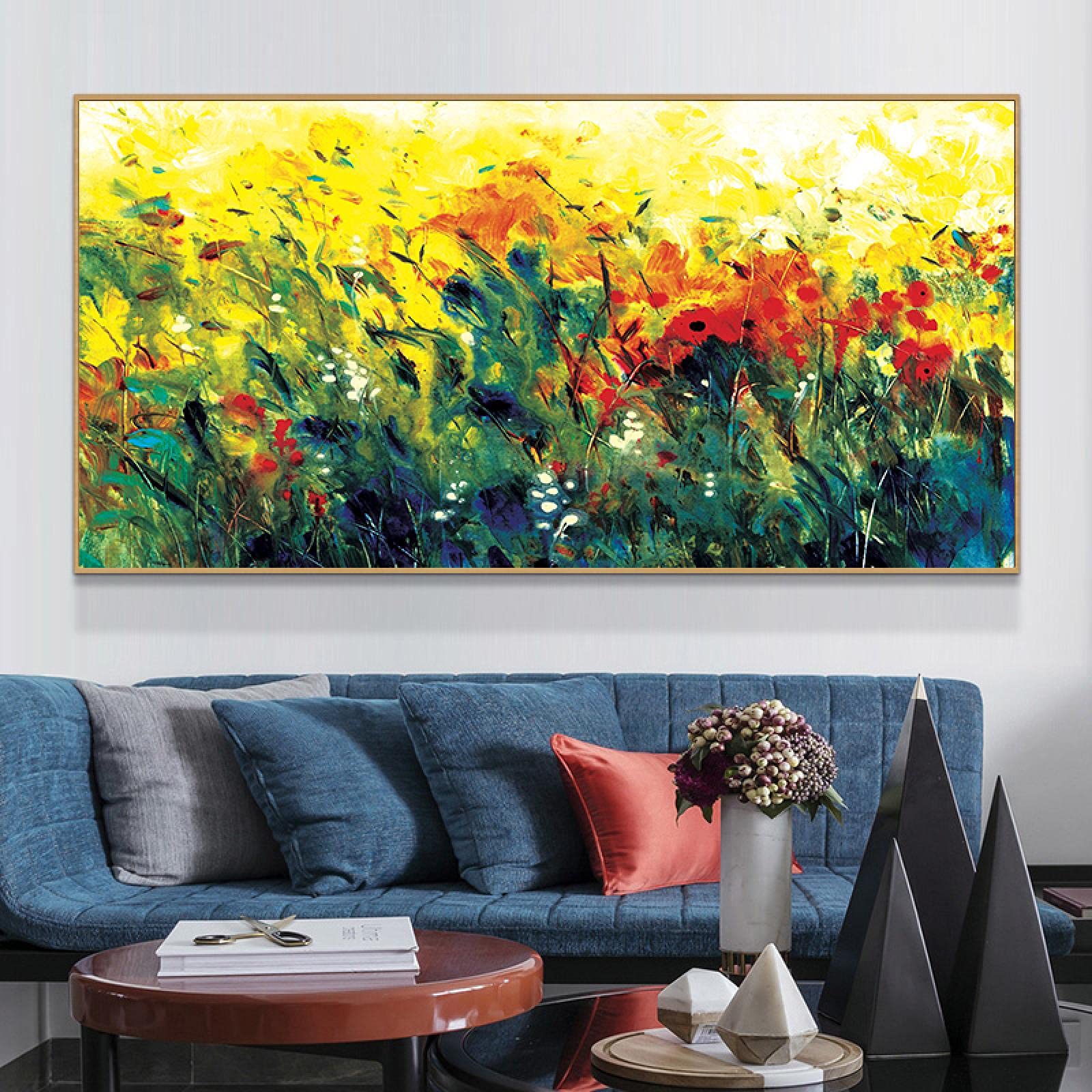Peinture abstraite de fleur sur toile 60x120 cm sans cadre pour salon