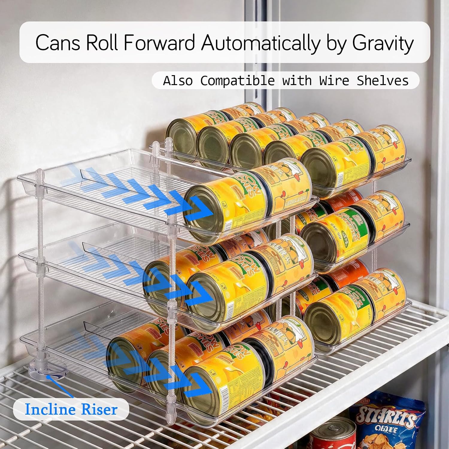Sotfamily Height Adjustable Can Organizer for Pantry, Holds 60 16 oz Cans
