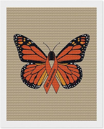 MS - Kits de pintura de diamante de mariposa de concienciación de esclerosis múltiple para bricolaje, pintura de diamante completa, arte de arte de