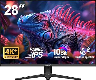 Gawfolk 28 Zoll 4K Gaming Monitor 60HZ IPS PC Bildschirm mit Lautsprecher 3840 x 2560p, Computerbildschirm mit FreeSync, HDMI, DisplayPort, unterstützt VESA