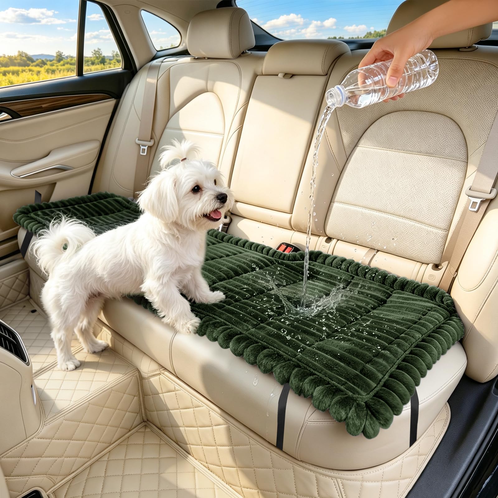 SYLC Dog Bed for Car Back Seat, Non-Slip Car Seat Cushion Cover Waterproof