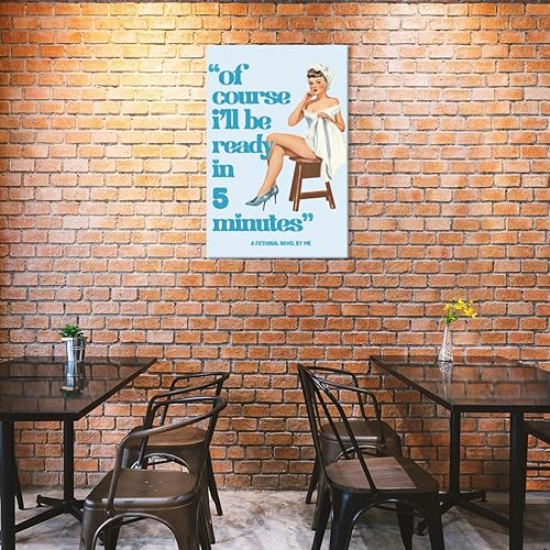 Miniatura 3 de Divertido arte de pared para baño, único, retro, vintage, 70, póster de dormitorio azul, moderno, estético, impreso, pin up, femenino, sala de