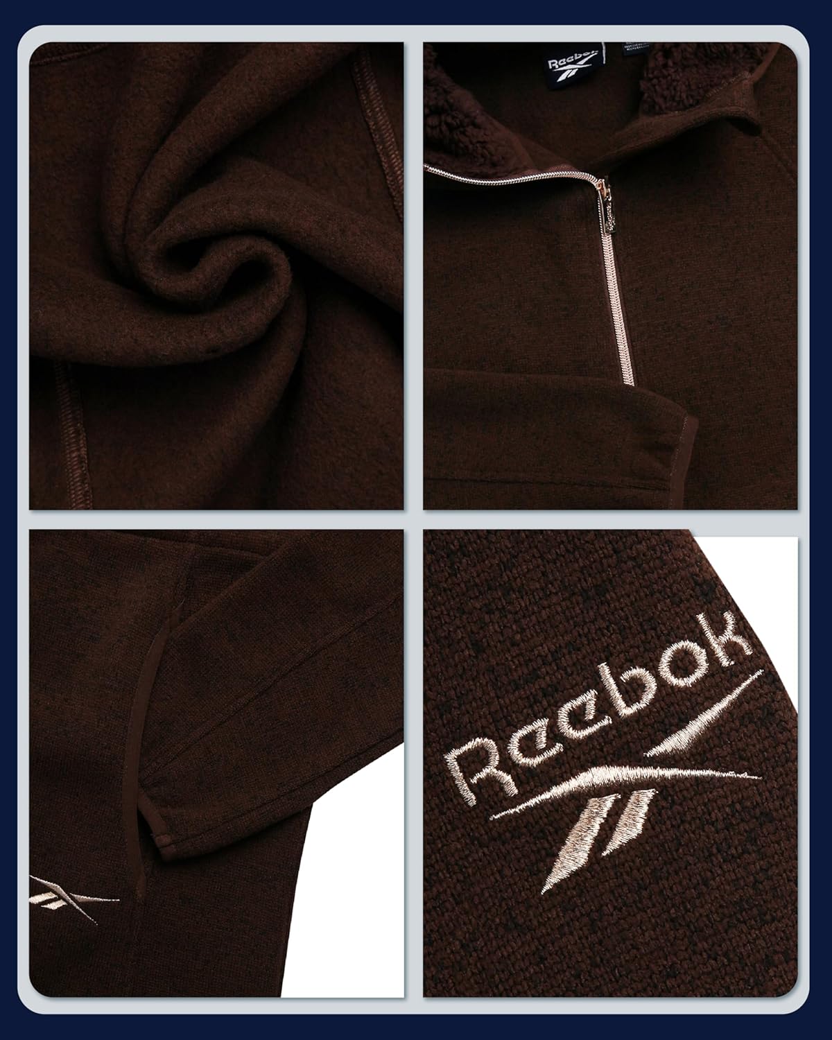 Reebok Womens Fleece Jacket - Lightweight Fleece Jacket Women Sherpa Lined Long Hooded Zip Up Womens Sweaters with Pockets - Image 5