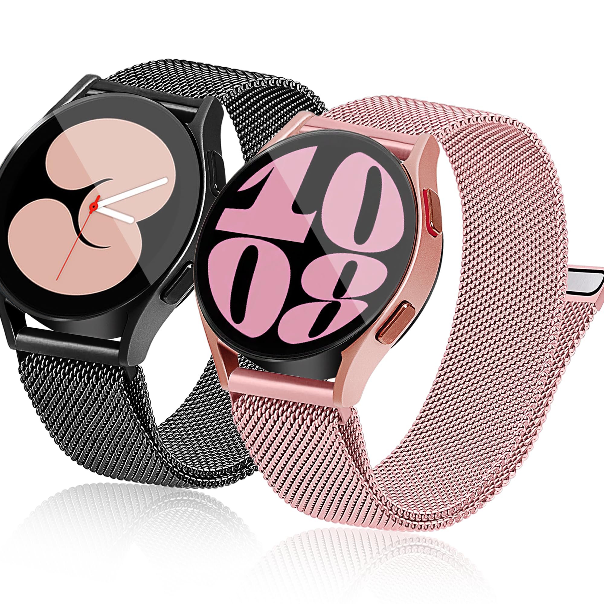 YGTIECS Soft Metal Bands Compatible with Galaxy Watch 7 Band, Galaxy Watch 6 Band FE 5 Pro 4 Active 2, 20mm Stainless Steel Milanese for Samsung Watch